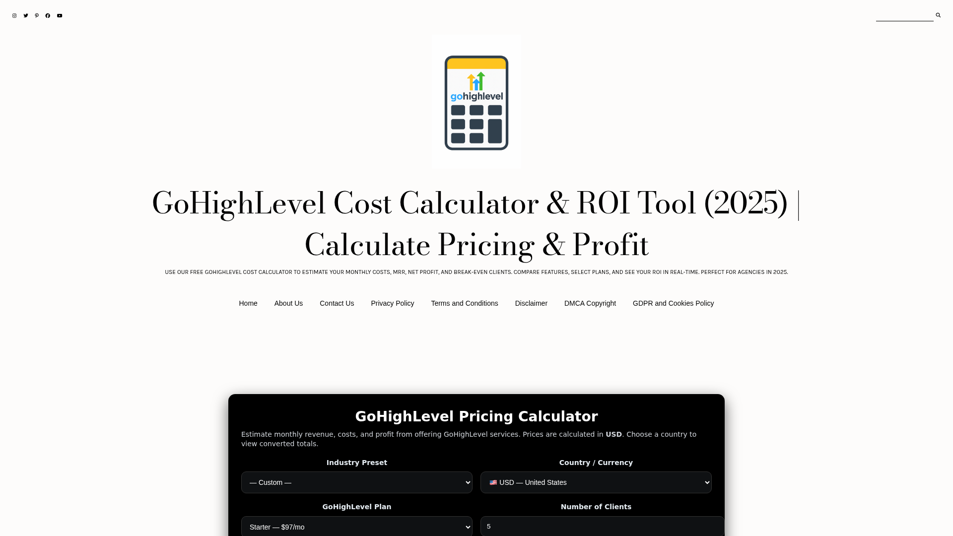 GoHighLevel Cost Calculator logo
