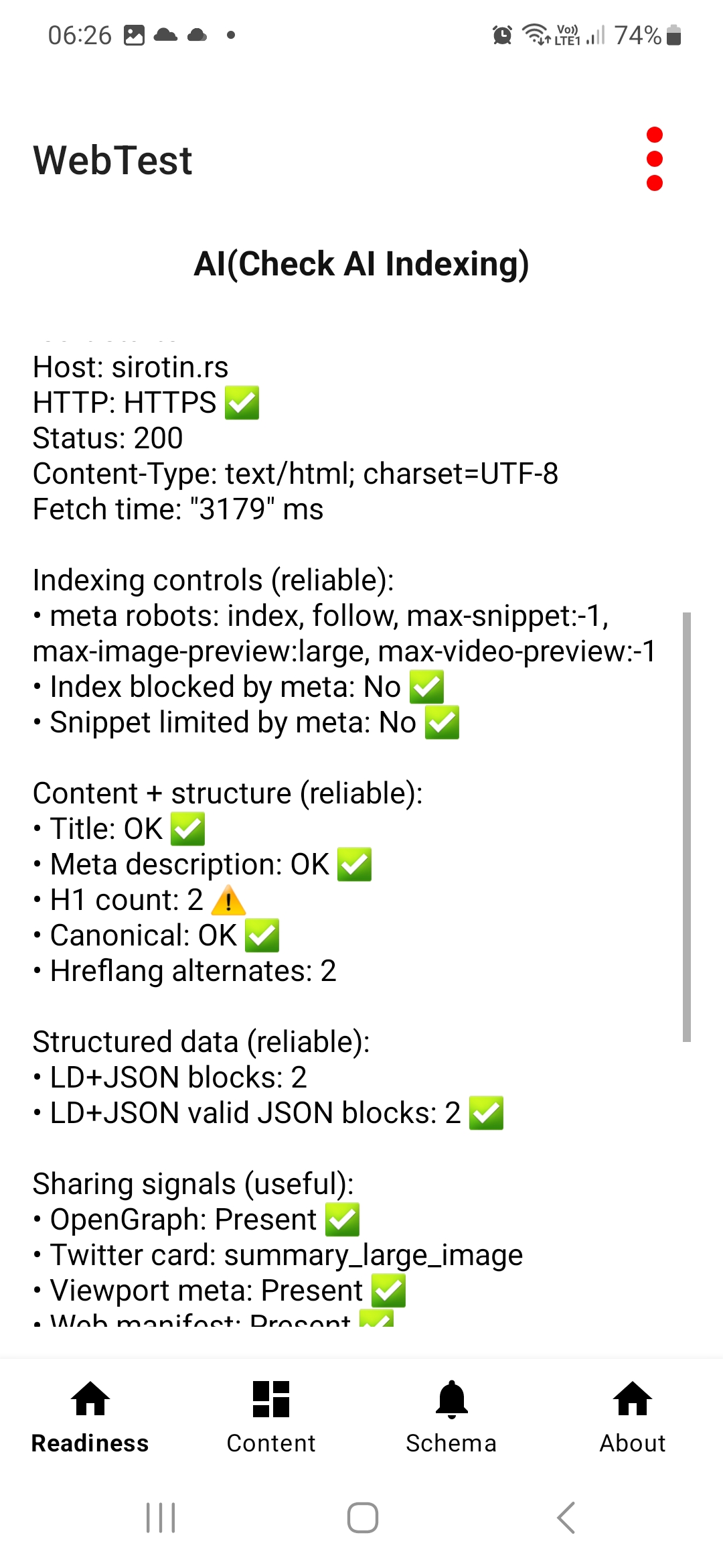 WebTest SEO AEO Domain Reports logo