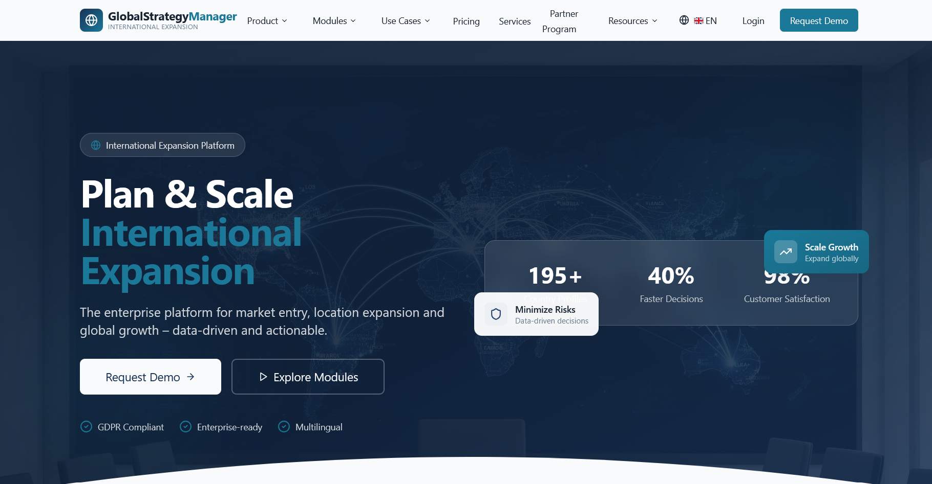 GlobalStrategyManager: The Global Business Strategy & Expansion Platform logo