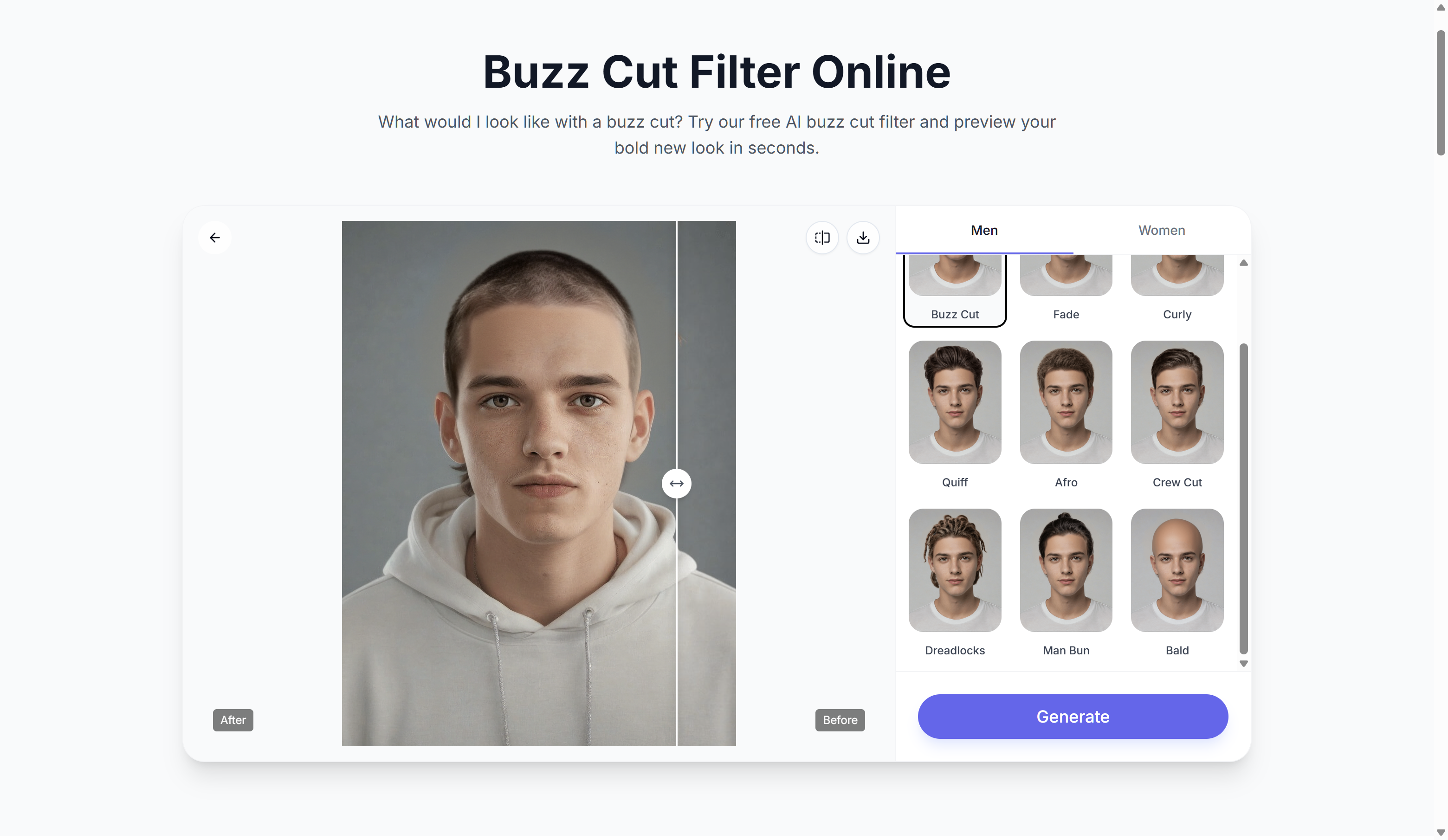 Buzz Cut Filter Online logo