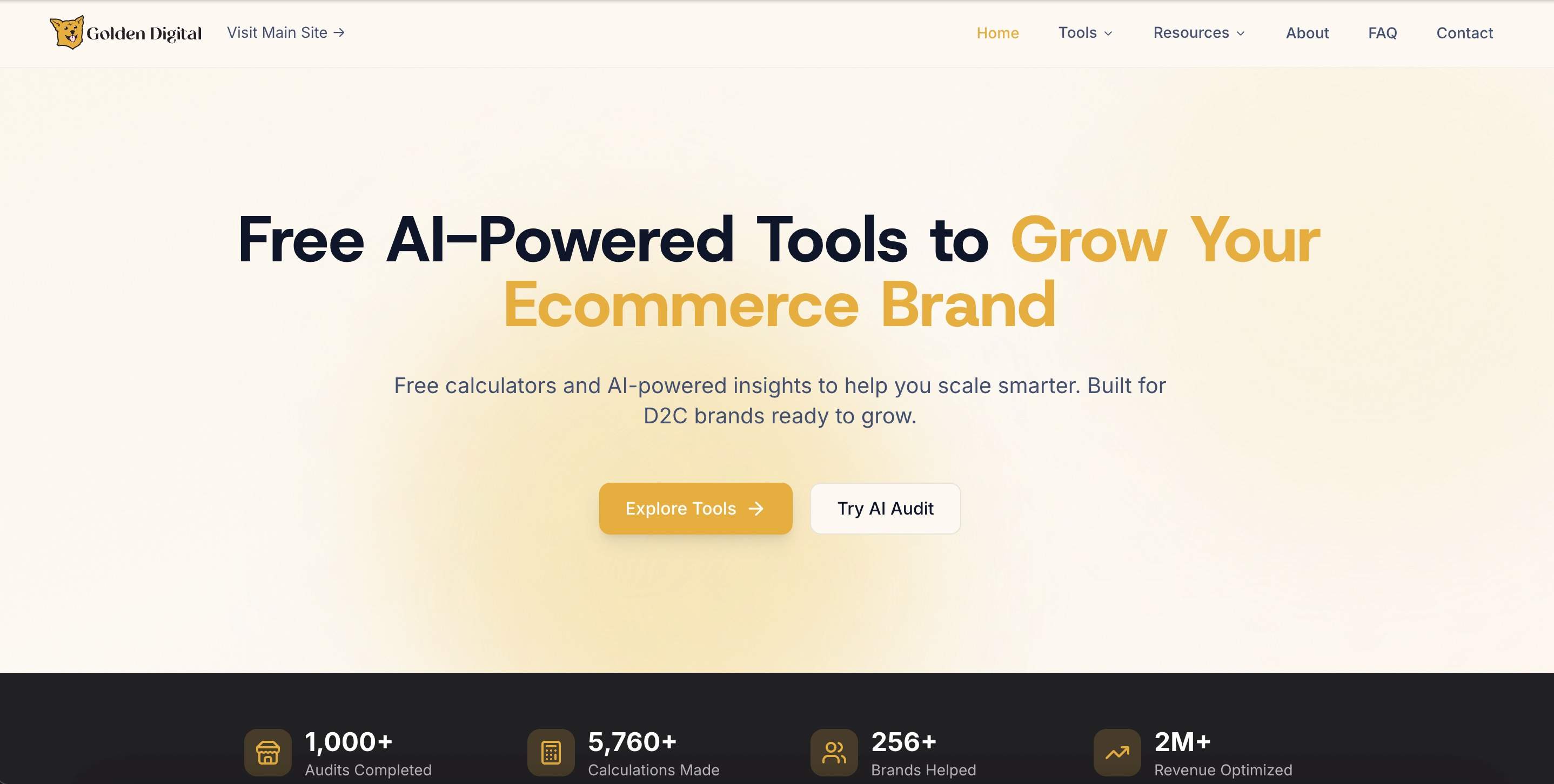 Golden Digital's Free D2C Marketing Tools logo