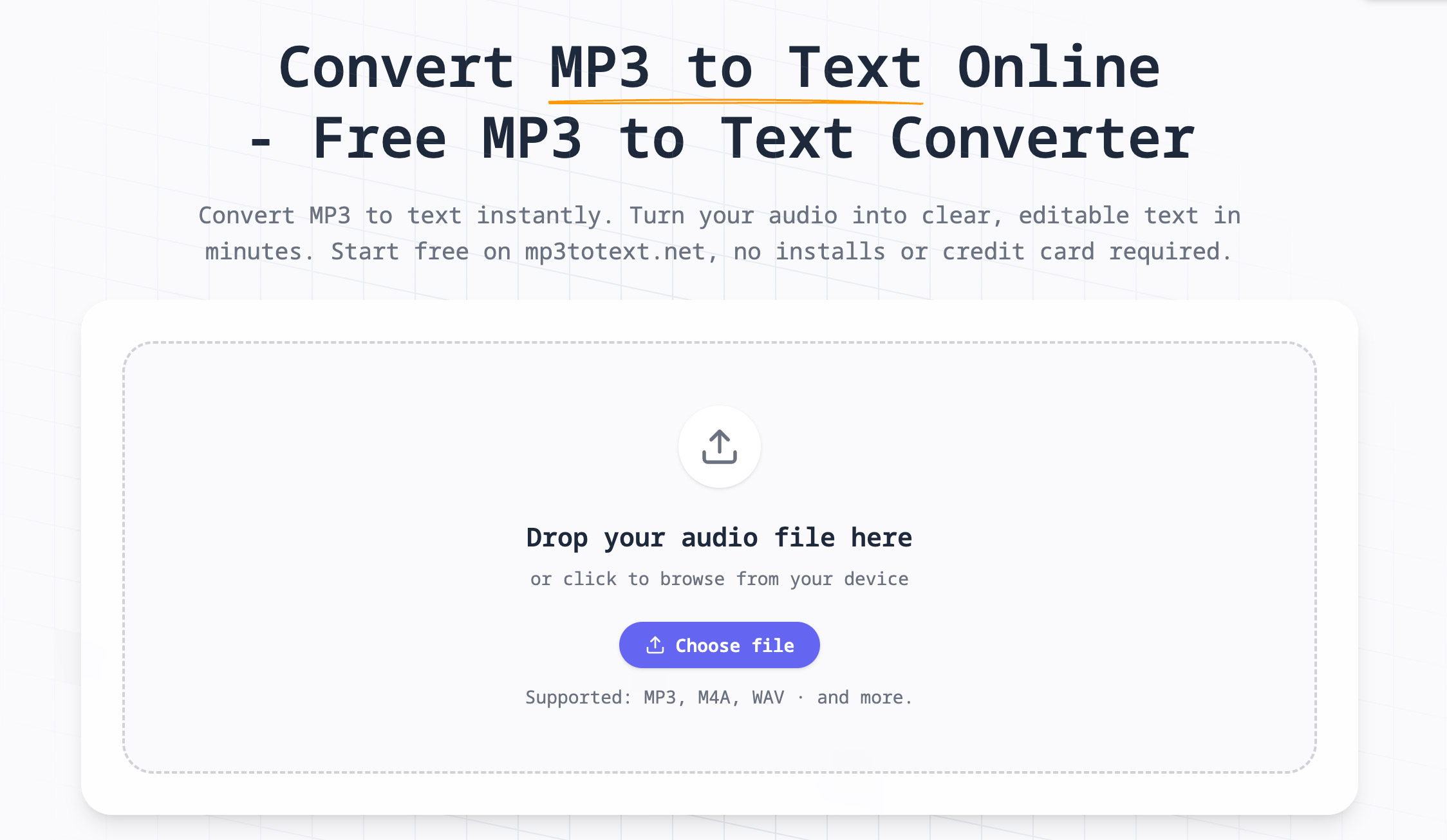 Simple MP3 to Text Online Tool logo